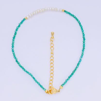 24K Gold Filled Natural Gemstone Bead Anklet with Extender