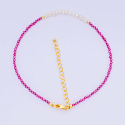 24K Gold Filled Natural Gemstone Bead Anklet with Extender