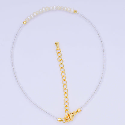 24K Gold Filled Natural Gemstone Bead Anklet with Extender