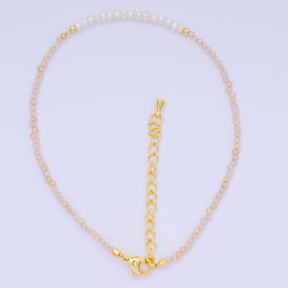 24K Gold Filled Natural Gemstone Bead Anklet with Extender