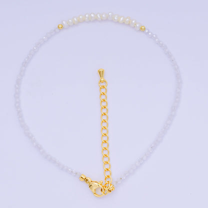 24K Gold Filled Natural Gemstone Bead Anklet with Extender