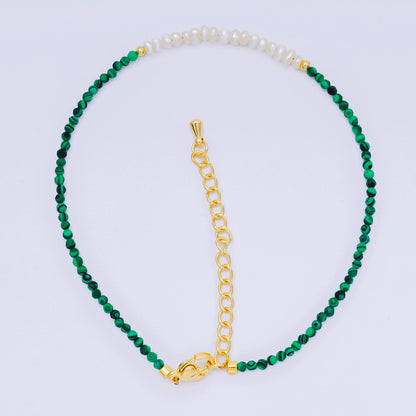 24K Gold Filled Natural Gemstone Bead Anklet with Extender