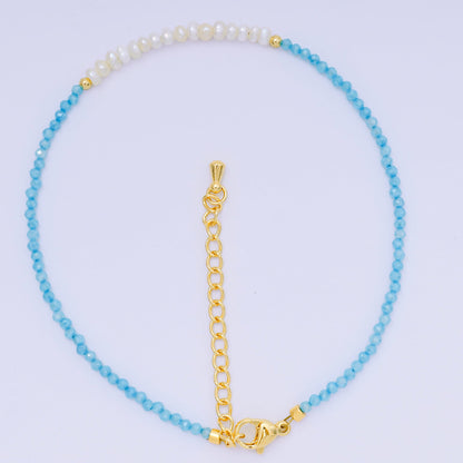 24K Gold Filled Natural Gemstone Bead Anklet with Extender