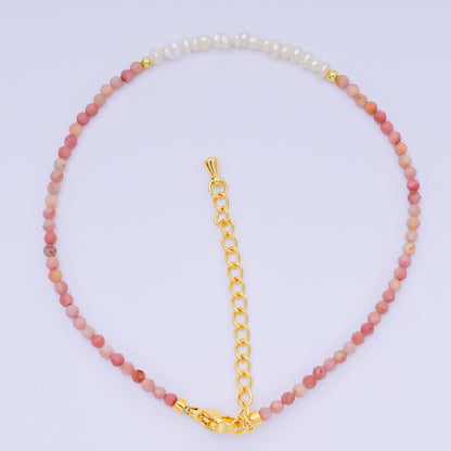 24K Gold Filled Natural Gemstone Bead Anklet with Extender