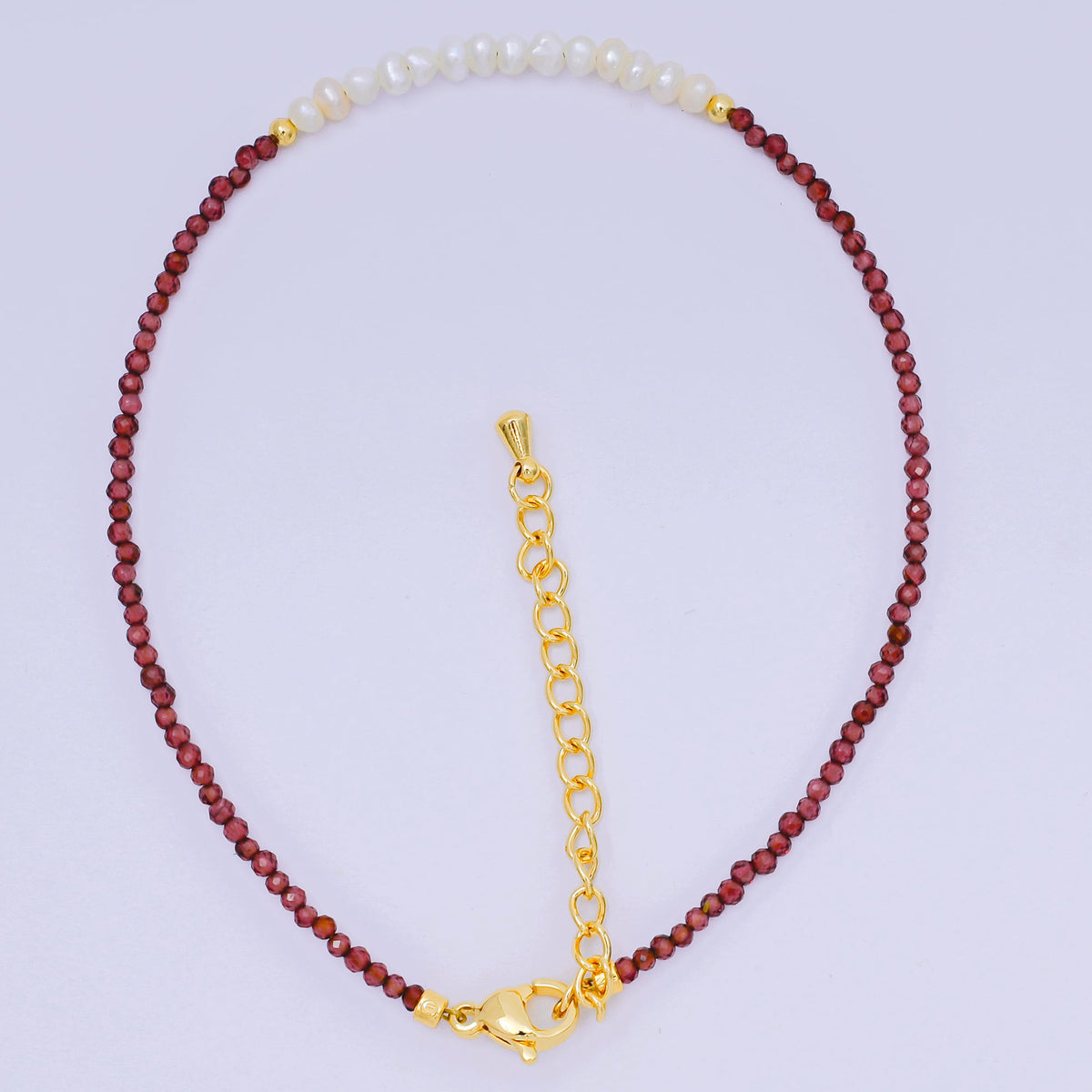 24K Gold Filled Natural Gemstone Bead Anklet with Extender