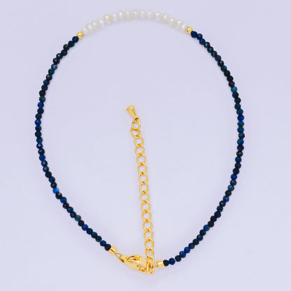24K Gold Filled Natural Gemstone Bead Anklet with Extender