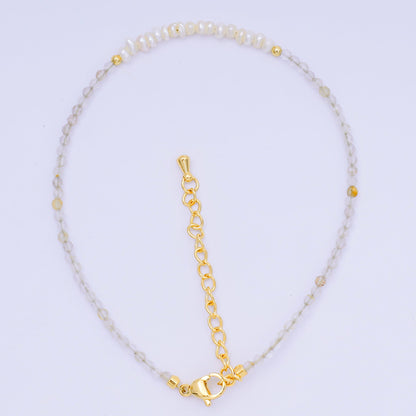 24K Gold Filled Natural Gemstone Bead Anklet with Extender