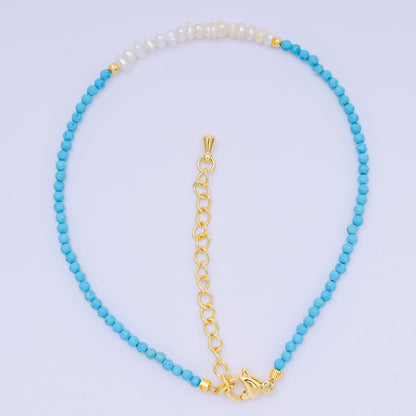 24K Gold Filled Natural Gemstone Bead Anklet with Extender