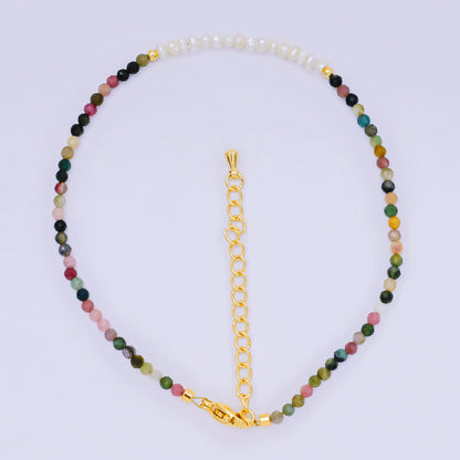 24K Gold Filled Natural Gemstone Bead Anklet with Extender