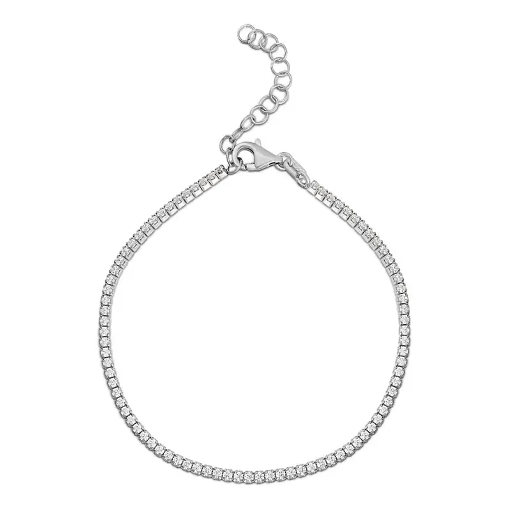 Classic Sterling Silver CZ Diamond Tennis Anklet