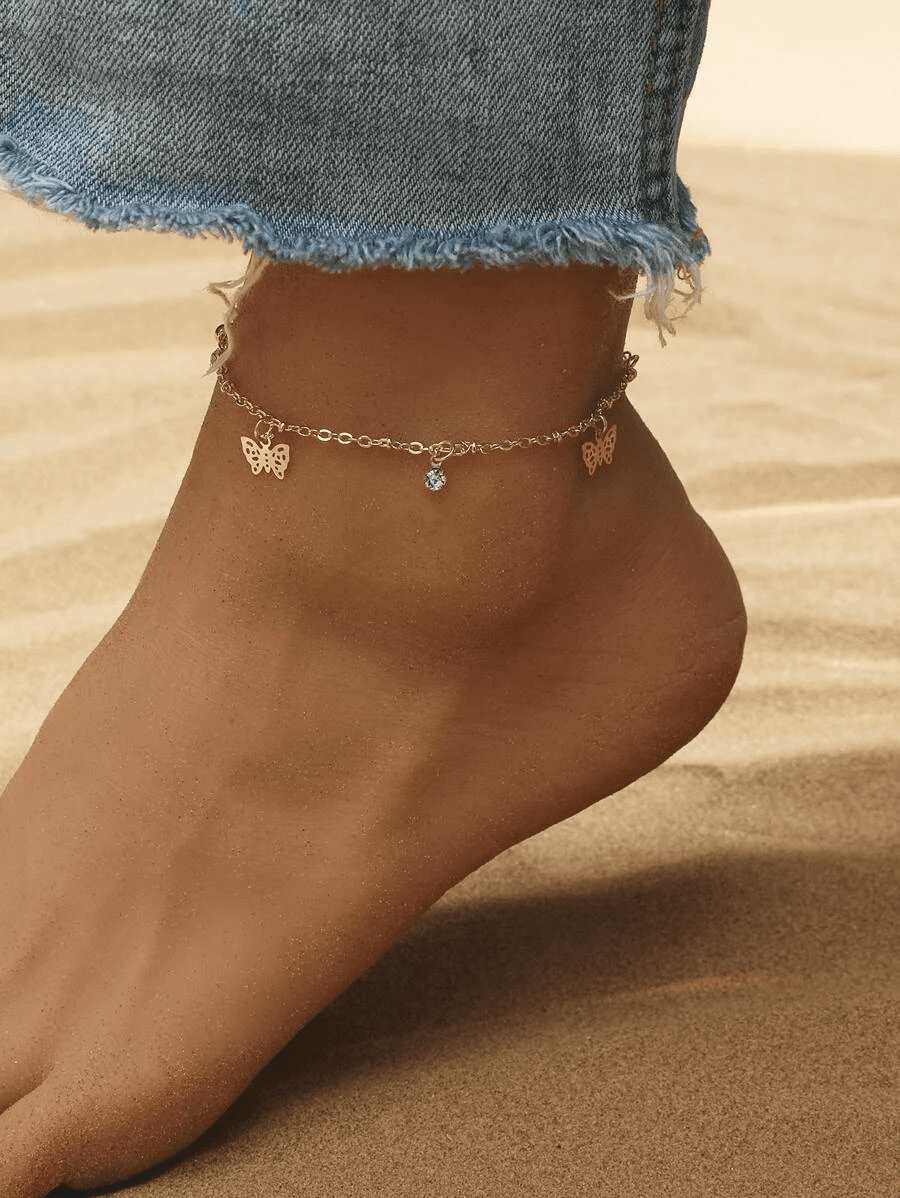 Butterfly Charm Anklet Ankle Bracelet | Fashion Hut Jewelry