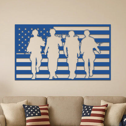 American Flag and Soldiers