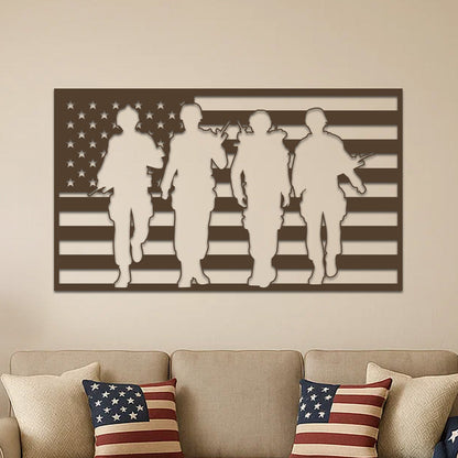 American Flag and Soldiers