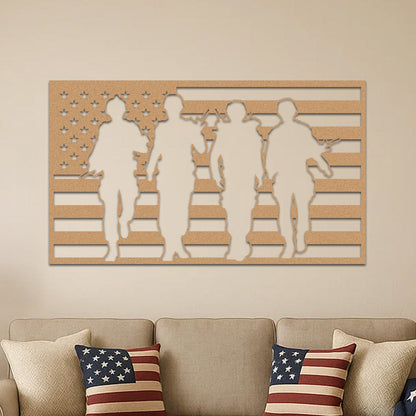 American Flag and Soldiers