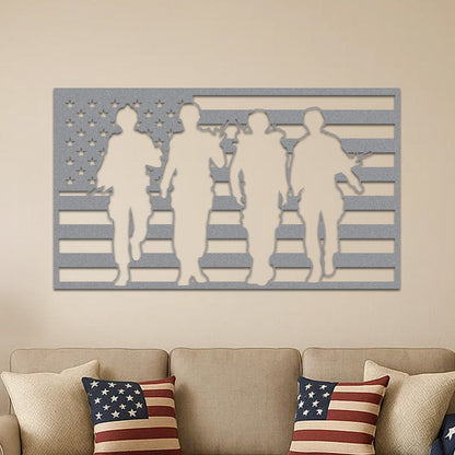 American Flag and Soldiers