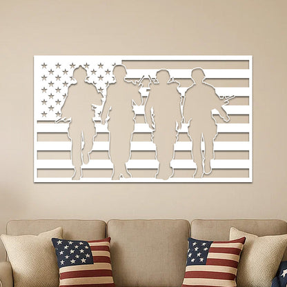 American Flag and Soldiers
