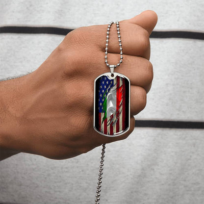 American And Police Flag Stainless Heart, Cop Necklace, Gifts For Dad, Thin Blue Line Necklace - Army Tag Necklace, Dog Tag Necklace