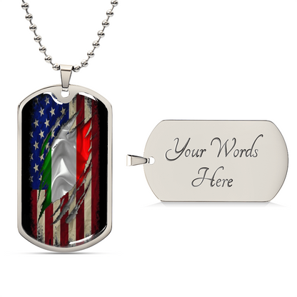 American And Police Flag Stainless Heart, Cop Necklace, Gifts For Dad, Thin Blue Line Necklace - Army Tag Necklace, Dog Tag Necklace