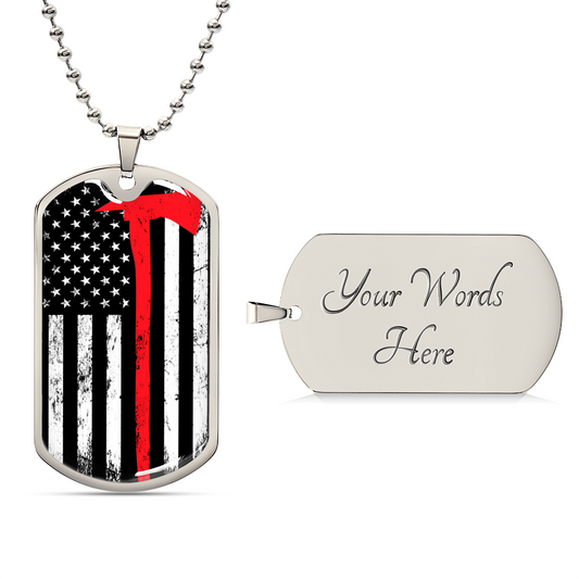 The Thin Red Line Firefighter Dog Tag Pendant Necklace Gifts Engraved Fireman's Dog Tag Engraved Firefighter Dog Tag - Army Tag Necklace, Dog Tag Necklace