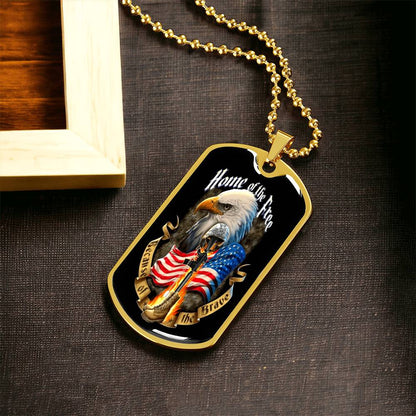Home Of The Free - Army Tag Necklace, Dog Tag Necklace
