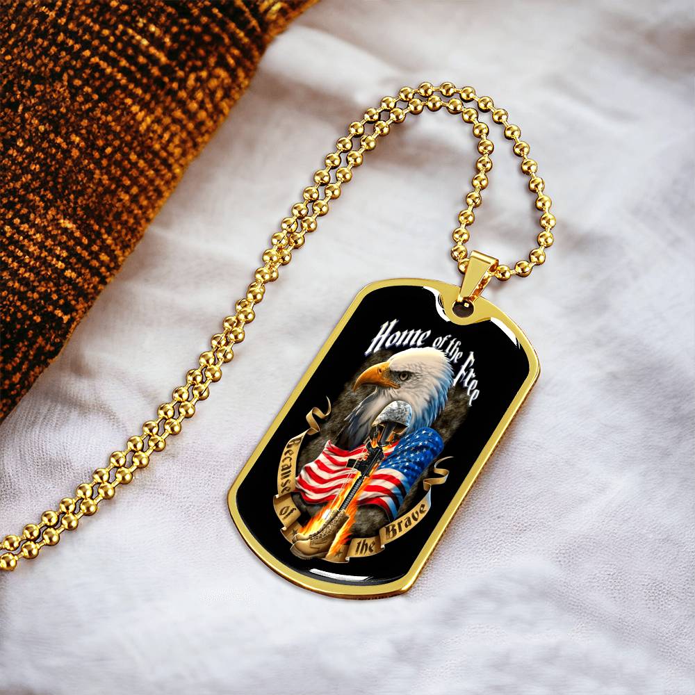 Home Of The Free - Army Tag Necklace, Dog Tag Necklace