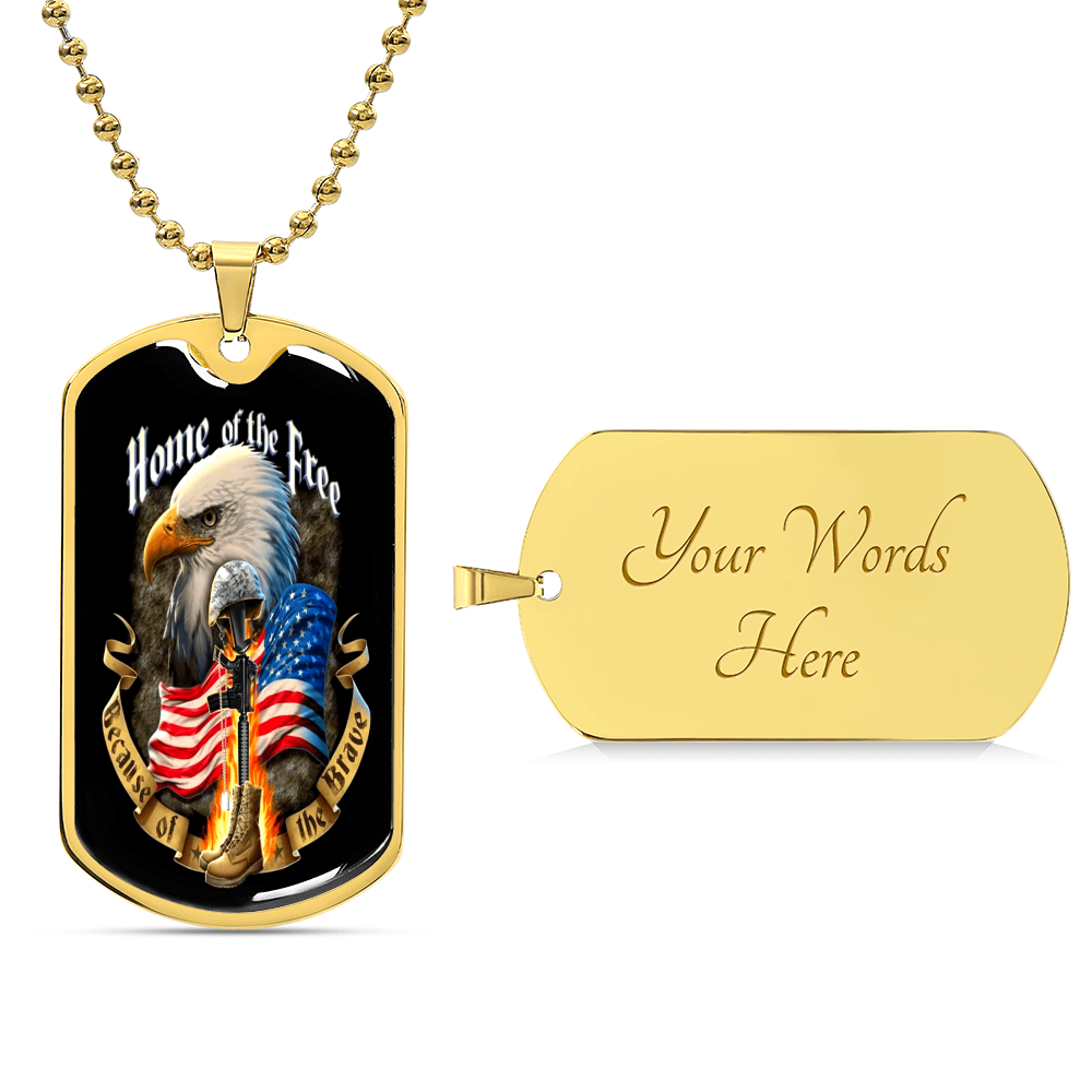 Home Of The Free - Army Tag Necklace, Dog Tag Necklace