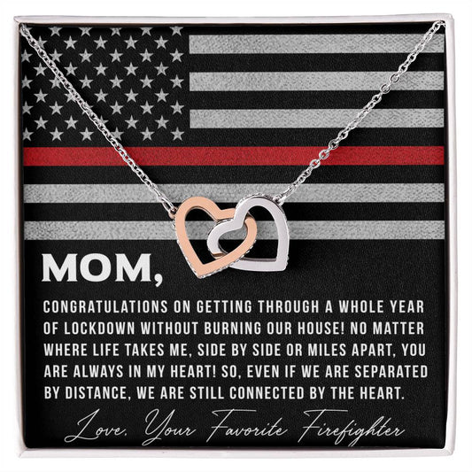 To My Mom From Favorite Firefighter - Necklace Interlocking Hearts Necklace