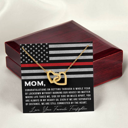 To My Mom From Favorite Firefighter - Necklace Interlocking Hearts Necklace