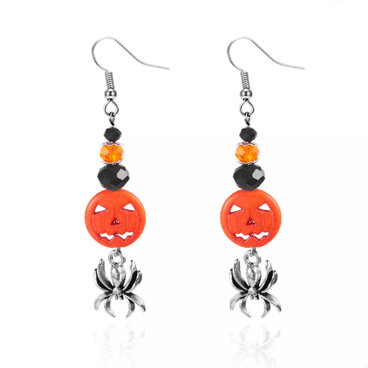 Halloween Spider Pumpkin Drop Earrings