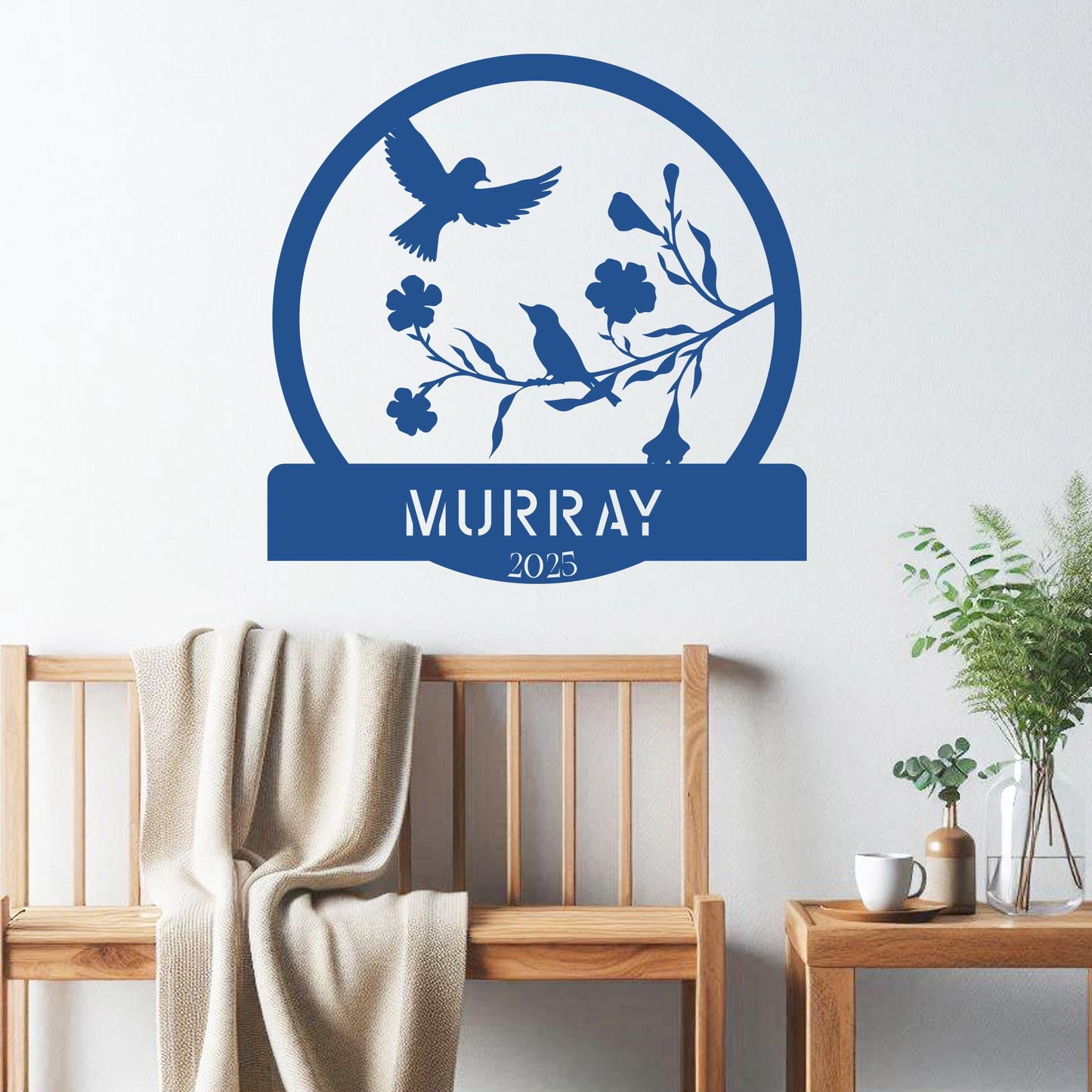 Birds on Branch w Name Sign