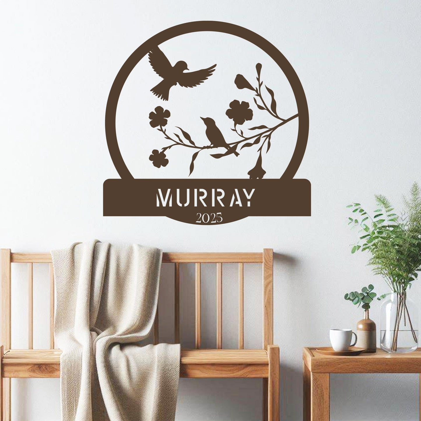 Birds on Branch w Name Sign