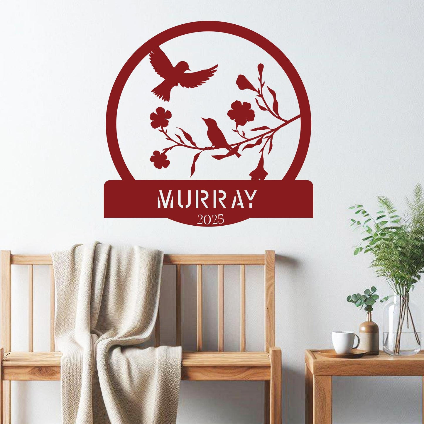 Birds on Branch w Name Sign