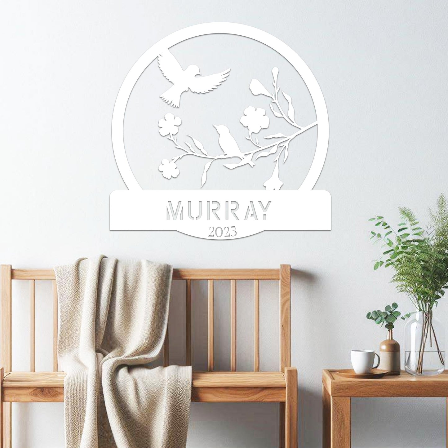 Birds on Branch w Name Sign