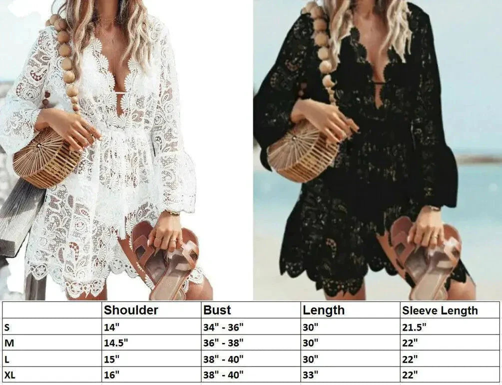 Boho Lace Maxi Beach Cover-Up Dress