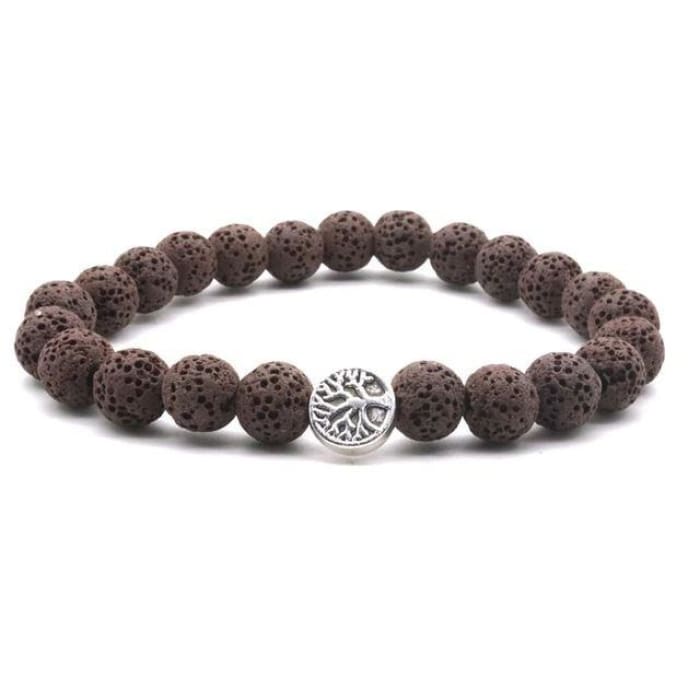 Brown Lava Stone Tree of Life Essential Oil Bracelet