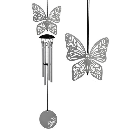 Butterfly Wind Chime - Filigree Design with Aluminum Chimes