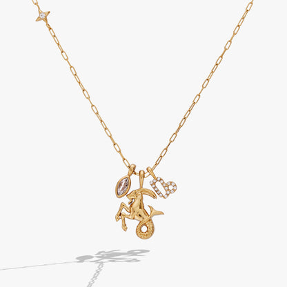 Capricorn Zodiac Charm Cluster Necklace - ALEX AND ANI