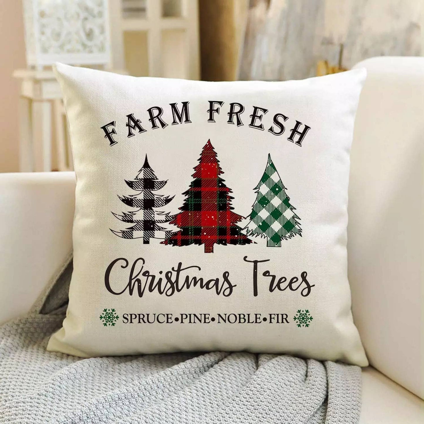 Christmas Throw Pillow Cover- Tree Farm Fashion Hut Jewelry