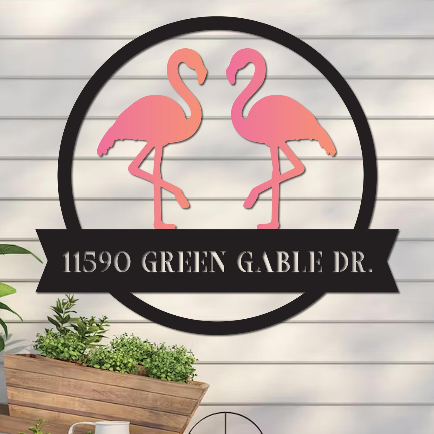 Colorful Flamingos Address Sign
