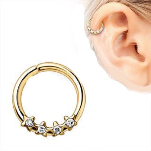 Gold Jeweled Stars Annealed Seamless Ring Fashion Hut Jewelry