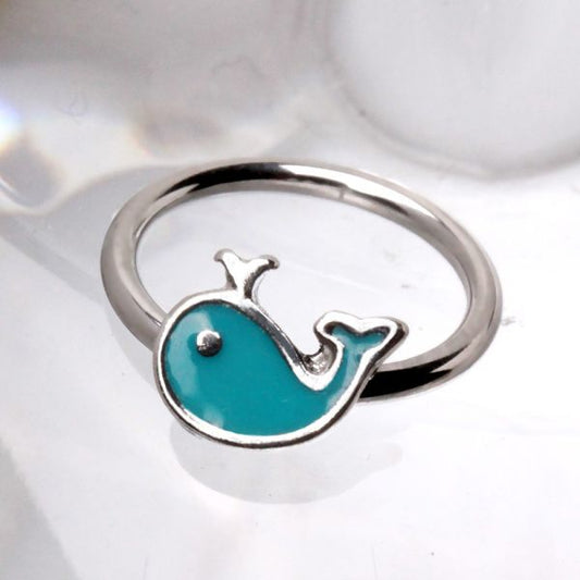 316L Stainless Blue Whale Snap-in Captive Bead Ring / Septum Ring