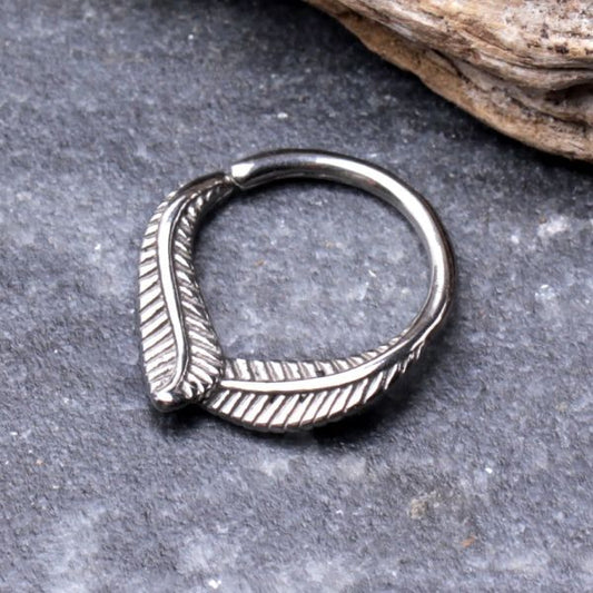316L Stainless Steel Leaf Seamless Ring / Septum Ring