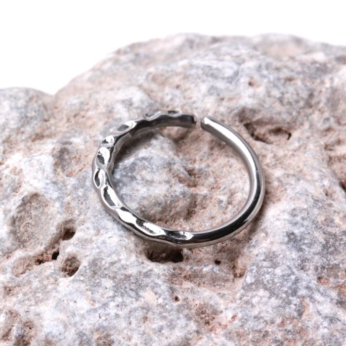 316L Stainless Steel Uneven Look Surface Seamless Ring / Septum Ring