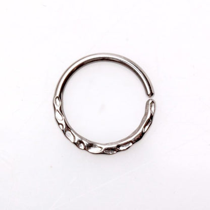 316L Stainless Steel Uneven Look Surface Seamless Ring / Septum Ring