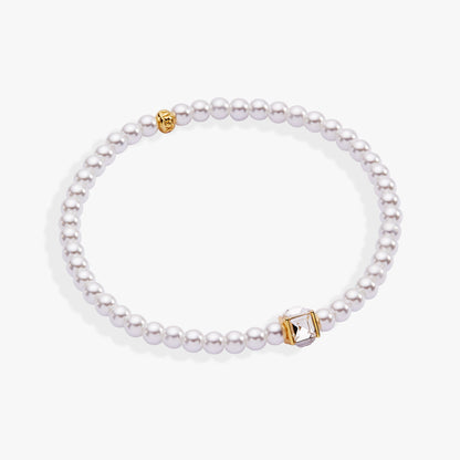 Crystal and Pearl Beaded Stretch Bracelet