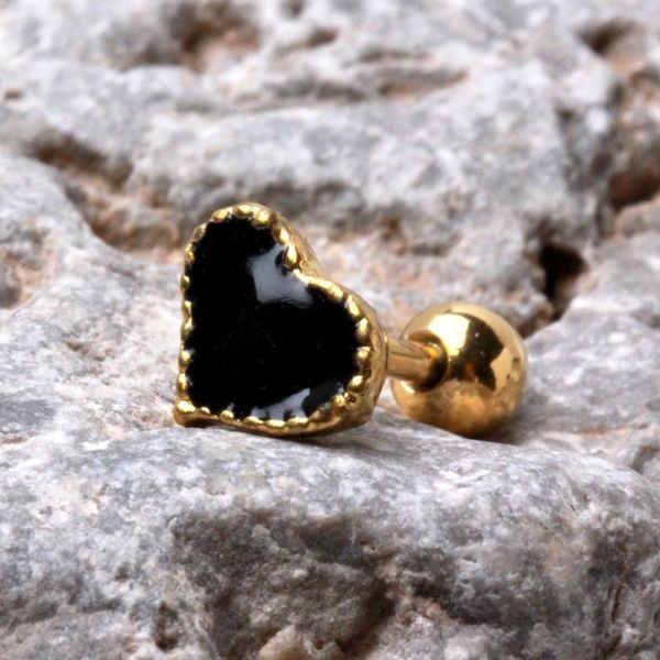 Black Heart Cartilage Earring