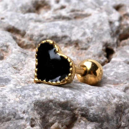 Black Heart Cartilage Earring