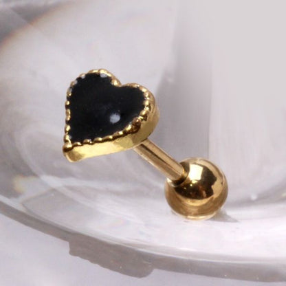 Black Heart Cartilage Earring