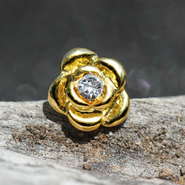 Gold Diamond Rose Cartilage Earring Cartilage Piercing Jewelry Fashion Hut Jewelry