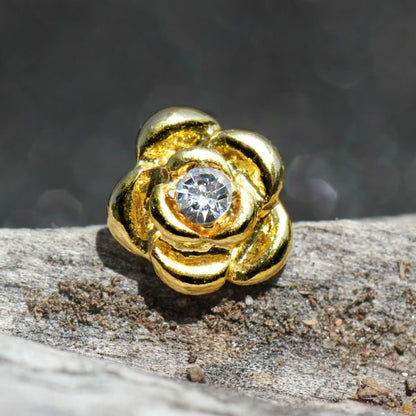 Gold Diamond Rose Cartilage Earring Cartilage Piercing Jewelry Fashion Hut Jewelry